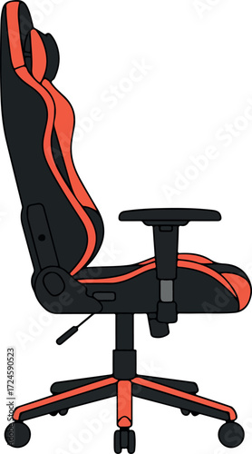 Ergonomic gaming chair with orange and black design for comfort and support.