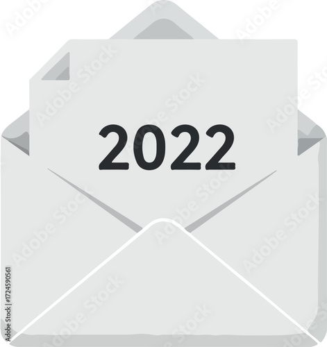 Envelope containing the year 2022 a symbol of new beginnings and opportunities.