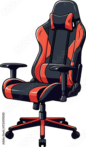 Ergonomic gaming chair with red and black design for comfort.