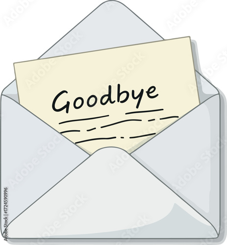 Farewell Letter in Envelope Expressing Goodbye Message and Closure.