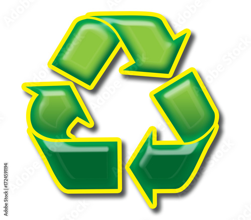 Green recycle symbol with three arrows, eco friendly icon for sustainability, waste management, renewable energy, zero waste, clean environment, nature conservation, and ecological protection concept