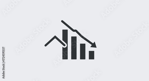 Financial decline represented by a downward trend graph and bars.