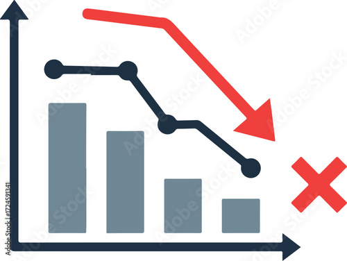 Financial decline represented by a graph and a downward trend.