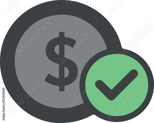Financial approval concept with dollar sign and check mark icon.