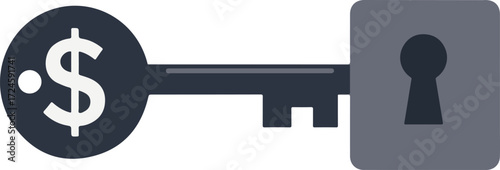 Financial key unlocking economic opportunities and wealth.