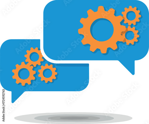 Gear mechanism communication concept for business and technology.