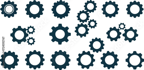 Gear wheel set illustration mechanical engineering concept industrial design.