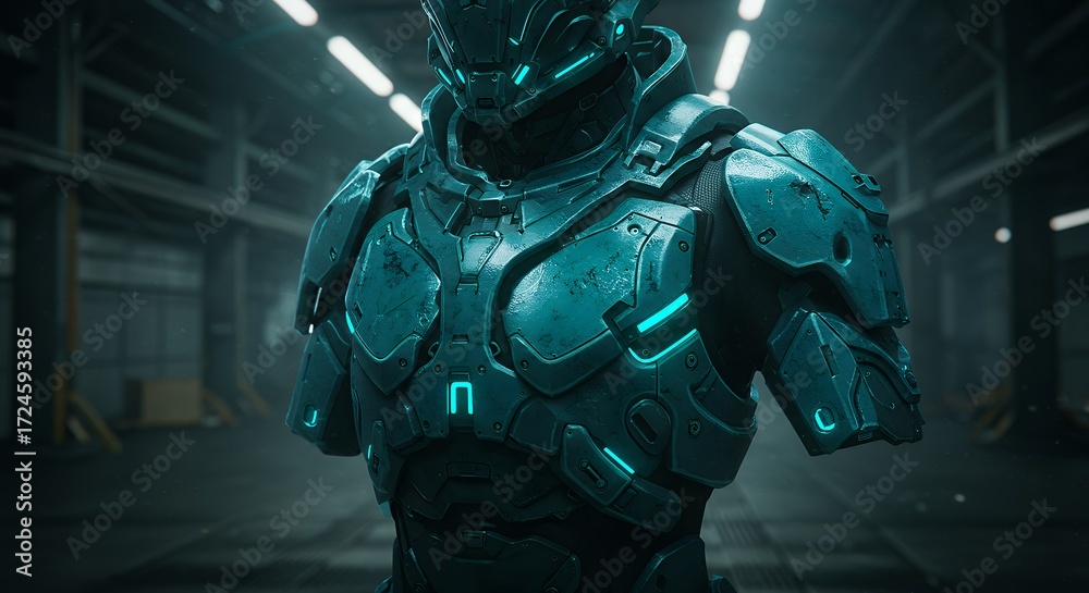 Fototapeta premium Futuristic teal armor