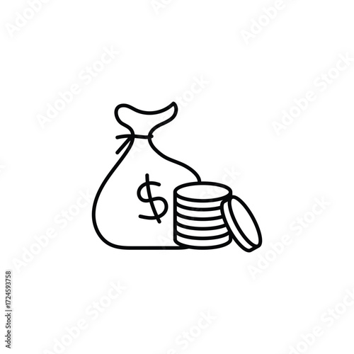 Money Finance Business Line Icon