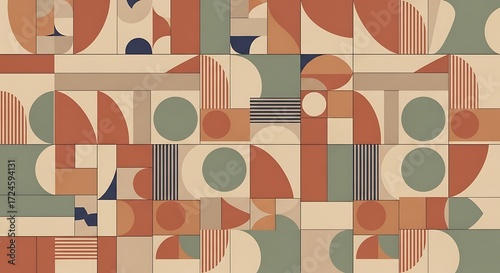 Retro Geometric Pattern Mid Century Modern Abstract Design