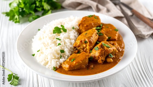 Creamy chicken curry with rice