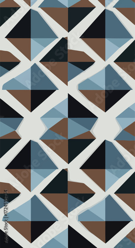 Geometric pattern of diamond shapes in various colors on white background.