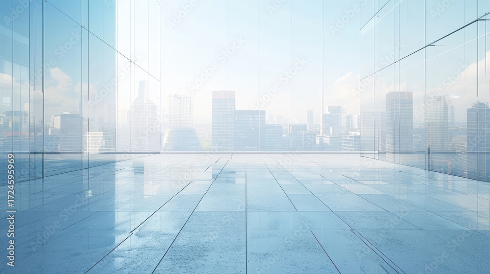 Fototapeta premium Empty modern cityscape office space