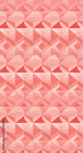 Geometric pattern of pink and red triangles creating a repeating design.