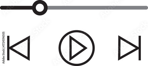 Music or video play bar icon Audio player for songs or podcast playlist. Play or pause button. Music or video play bar icon.  player for songs or podcast playlist. Play or pause button. Music or video