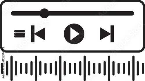 Music or video play bar icon Audio player for songs or podcast playlist. Play or pause button. Music or video play bar icon.  player for songs or podcast playlist. Play or pause button. Music or video