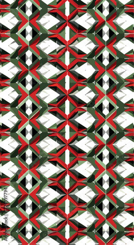 Geometric pattern with red green and white diamond shapes repeating vertically.