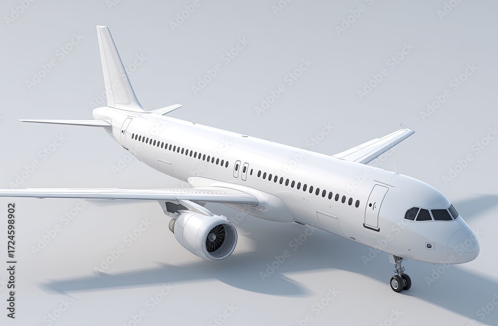 Obraz premium White airplane on a light gray background