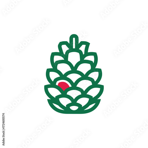Green Pine Cone Icon Illustration red nature winter christmas holiday symbol design graphic vector clipart plant tree forest conifer