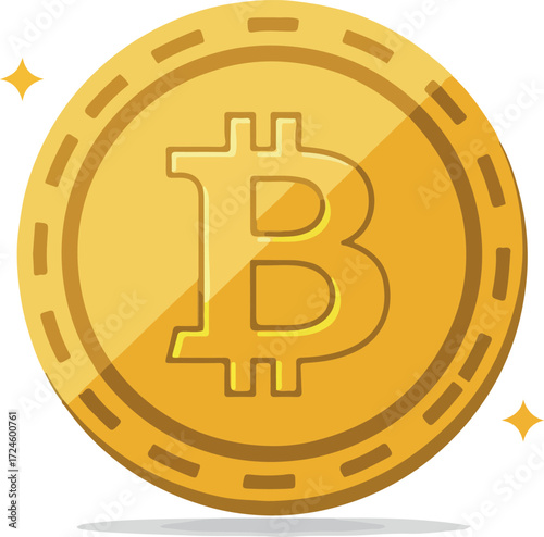 Golden Bitcoin Cryptocurrency Digital Currency Symbol of Finance and Investment.