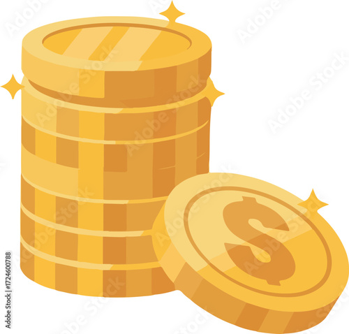 Golden coins stacked together representing wealth and financial success.