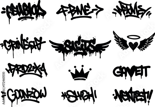 Graffiti Art Collection Urban Street Style Creative Design Elements.