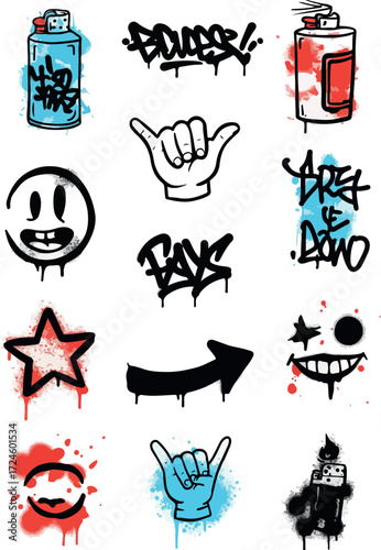 Graffiti Art Collection Urban Street Style Elements and Designs.