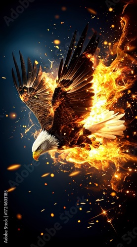 Fiery Eagle in Flight