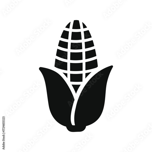 Silhouette Icon of Corn on the Cob