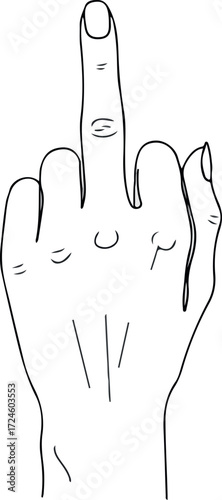 Hand gesture showing middle finger offensive sign.