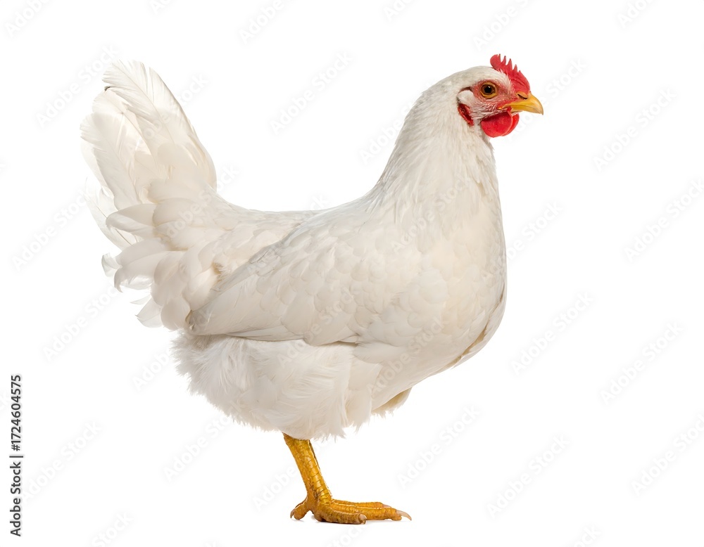 Fototapeta premium White hen profile against white background (1)