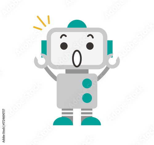 AI、ロボットのアイコンイラスト / びっくり / ベクター	