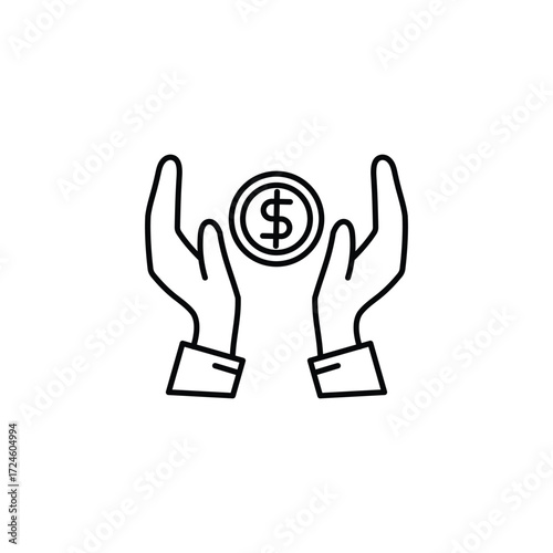 Money Finance Business Line Icon