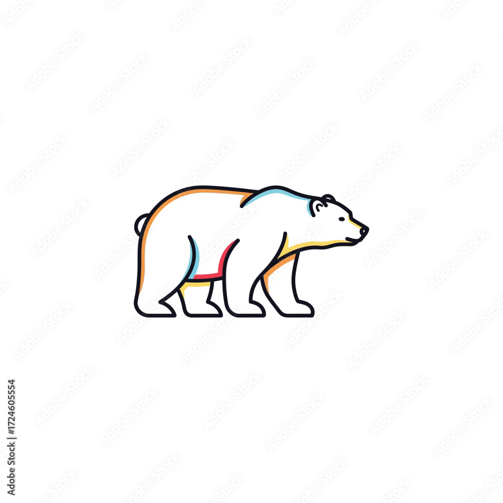 Obraz premium Line art illustration of a bear animal wildlife nature icon logo graphic design vector clipart symbol mammal fauna cute cartoon drawing