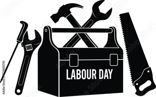 Celebrate Labour Day with essential tools and toolbox graphic