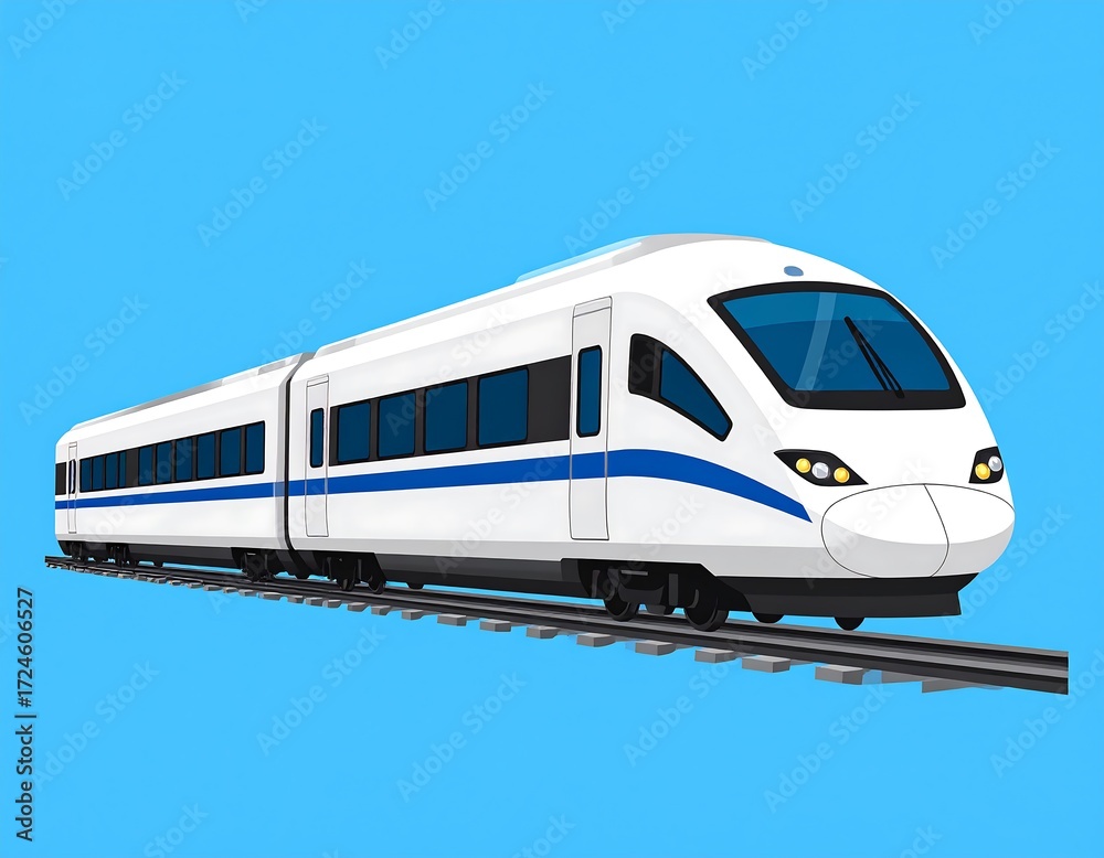 Naklejka premium White high-speed train on tracks (1)