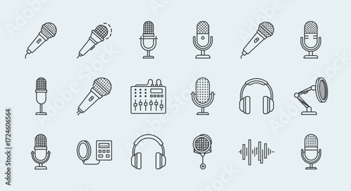 Audio Recording, Microphone Equipment, Studio, Illustration, Professional Environment, Creative Concept