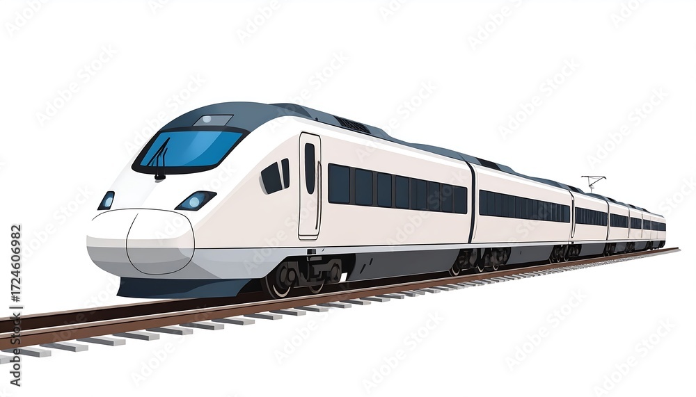 Fototapeta premium White high-speed train on tracks (2)