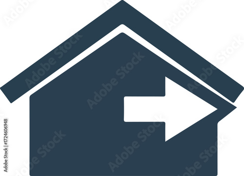 House with an arrow indicating a move or relocation concept.