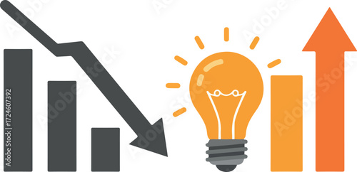 Idea generation and business growth concept with lightbulb.