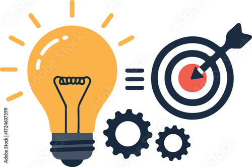Idea generation and target achievement through teamwork and innovation.