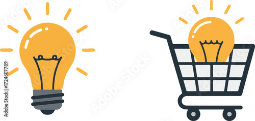 Idea Shopping Cart Concept Illustrative Design.