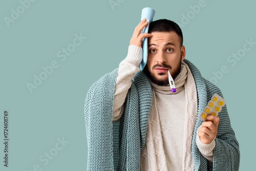 Ill young man with throat l...