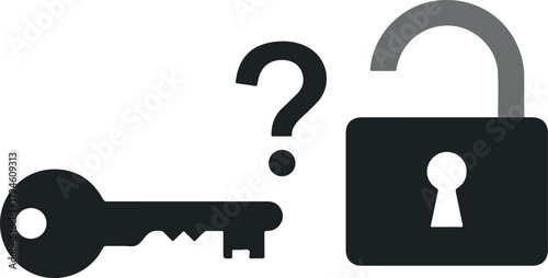 Key and Lock with Question Mark Symbolizing Security and Access.
