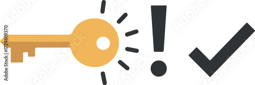 Key idea concept with exclamation mark and checkmark.