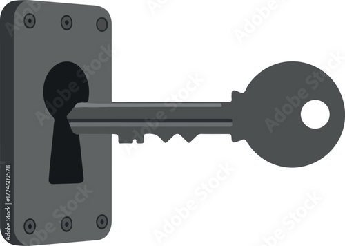 Key inserted into a lock ready to unlock a door.