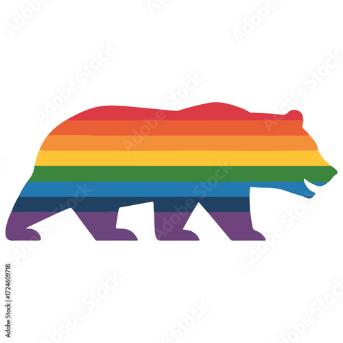 Abstract Rainbow Colored Polar Bear Vector Illustration – Creative Colorful Animal Clipart for Modern Design