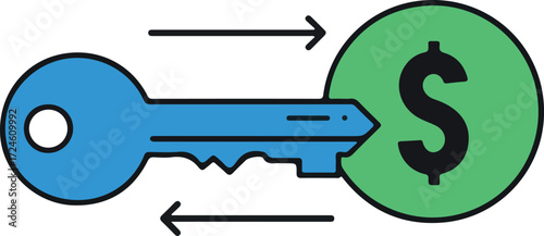 Key unlocking dollar sign representing financial security and access.