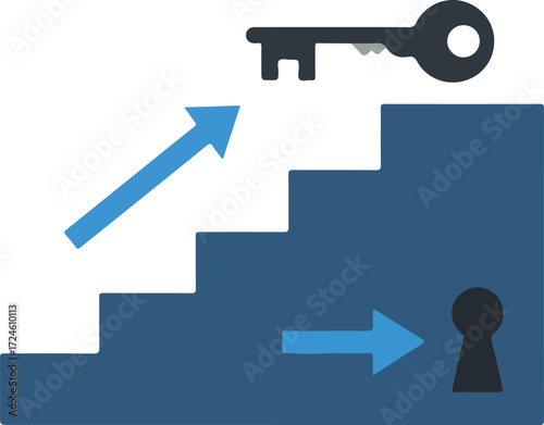 Key to Success Climbing Stairs to Unlock Potential and Achieve Goals 1.