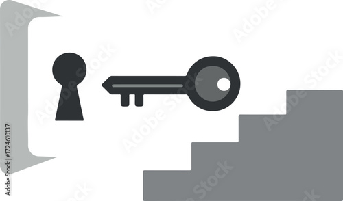 Key unlocking potential and opportunity opening doors to success and progress.